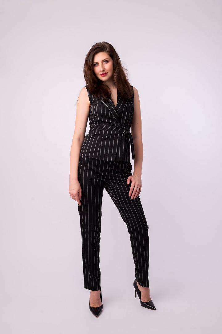 Imagine Pantalon Violeta gri cu insertii contrast