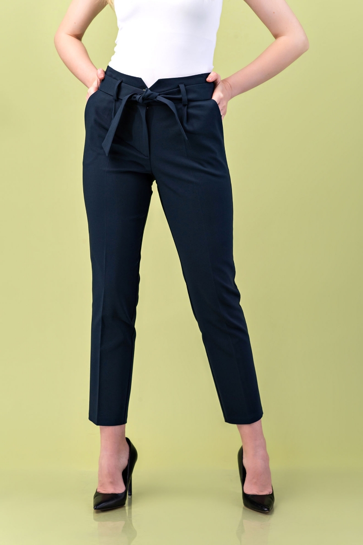 Imagine Pantalon Nicole cu cordon bleumarin