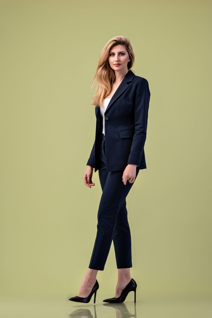 Imagine Pantalon Nicole cu cordon bleumarin