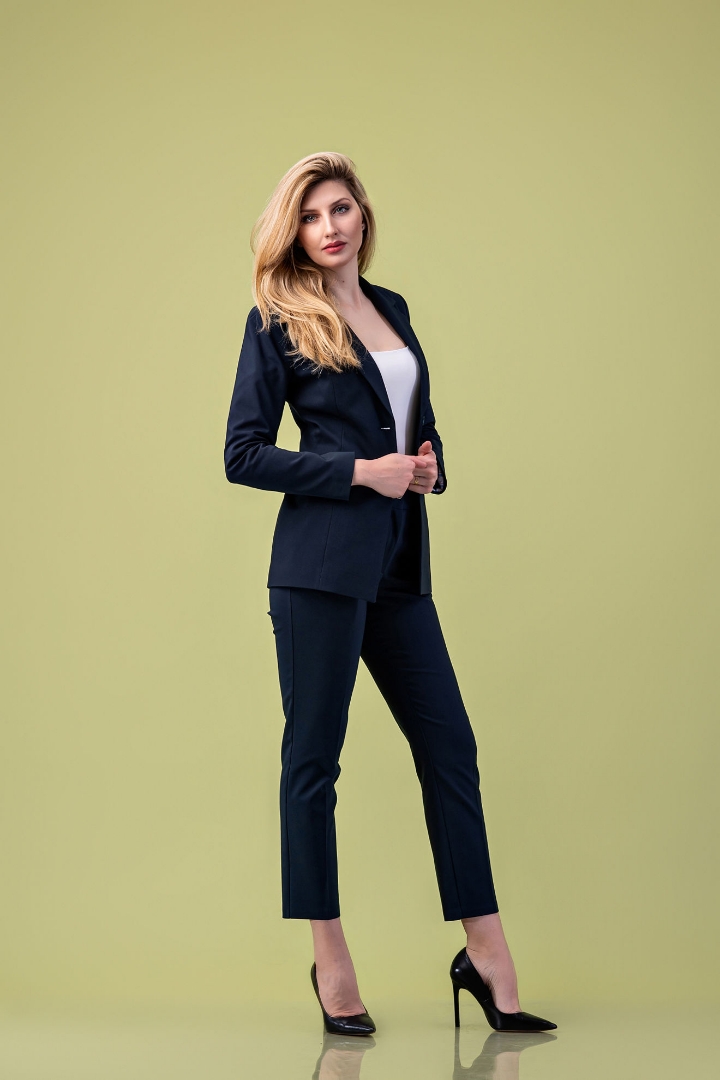 Imagine Pantalon Nicole cu cordon bleumarin