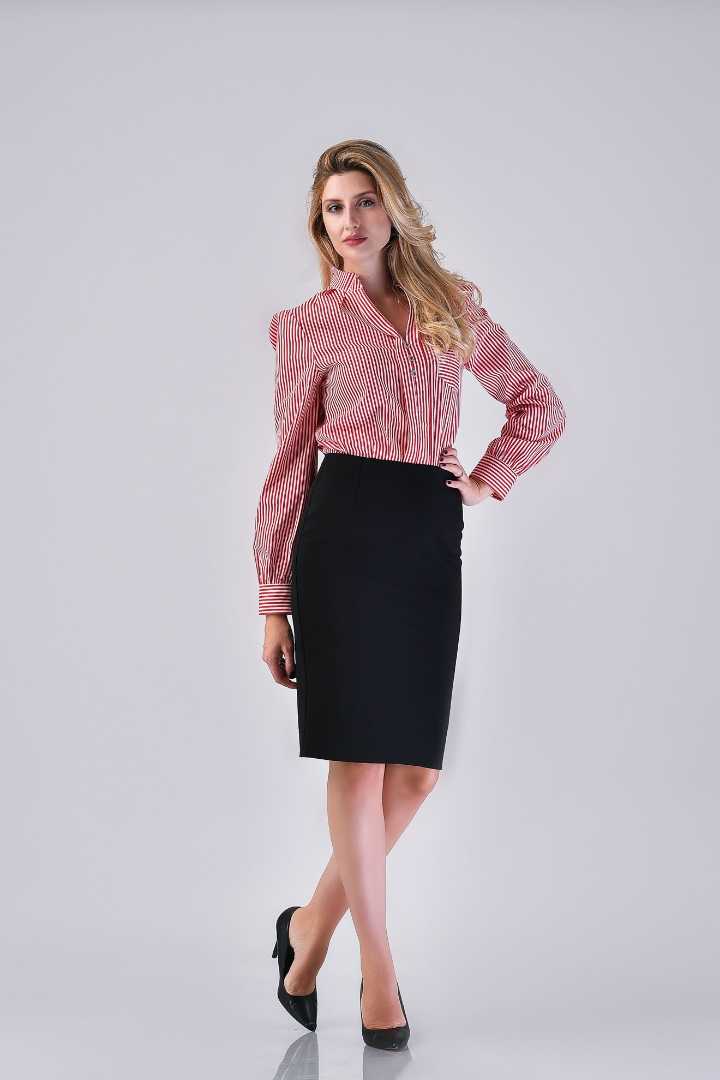 Imagine Bluza Delia cu dungi de culoare rosie