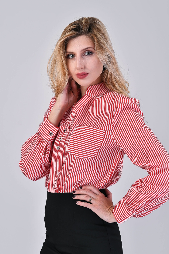 Imagine Bluza Delia cu dungi de culoare rosie