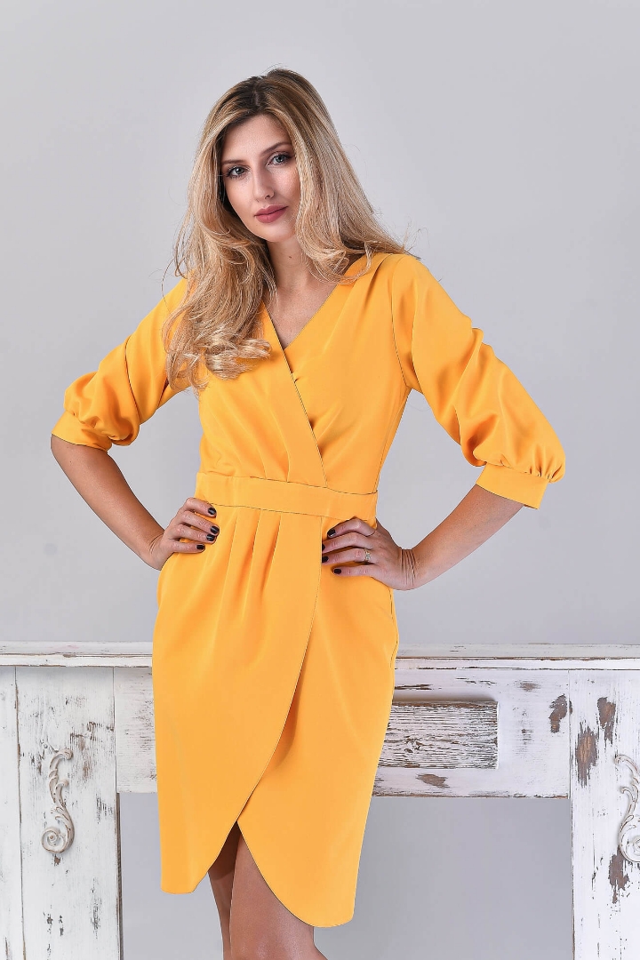 Imagine Rochia Lory maneca 3/4 galbena