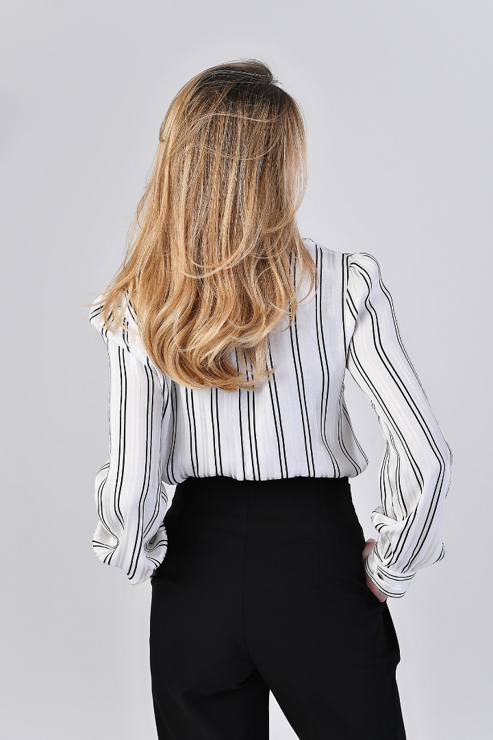 Imagine Bluza Delia alba cu dungi negre