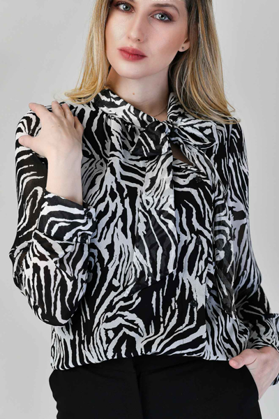 Imagine Bluza Gabriela cu imprimeu alb negru