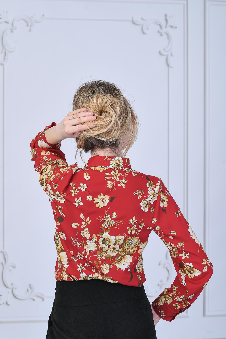 Imagine Bluza Gabriela roșie cu imprimeu floral