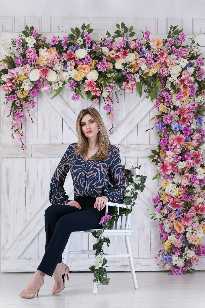 Imagine Bluza Carolina bleumarin cu bej