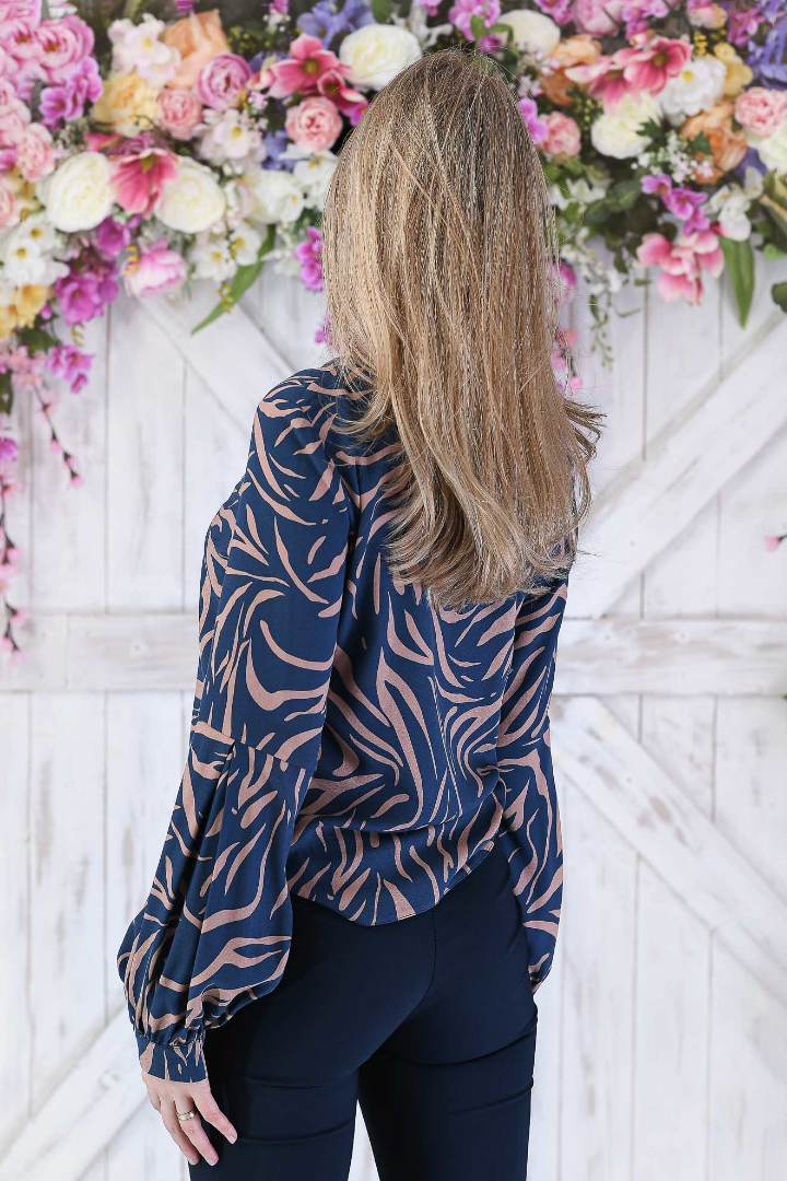 Imagine Bluza Carolina bleumarin cu bej