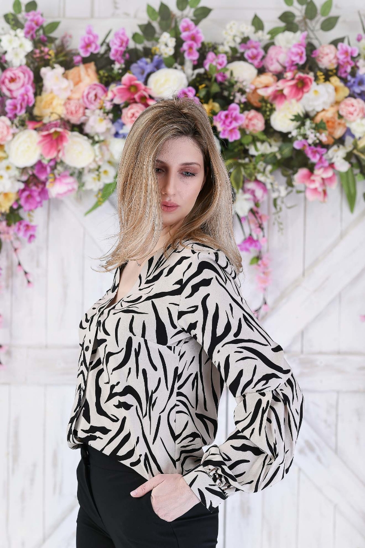 Imagine Bluza Carolina crem cu negru