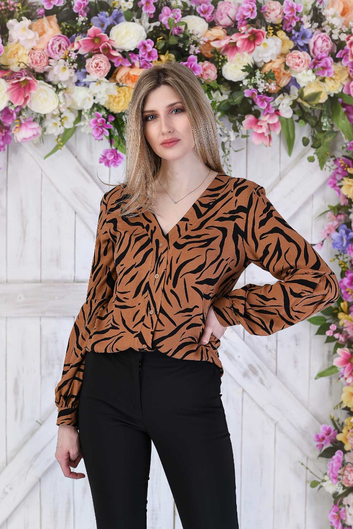 Imagine Bluza Carolina maro cu negru