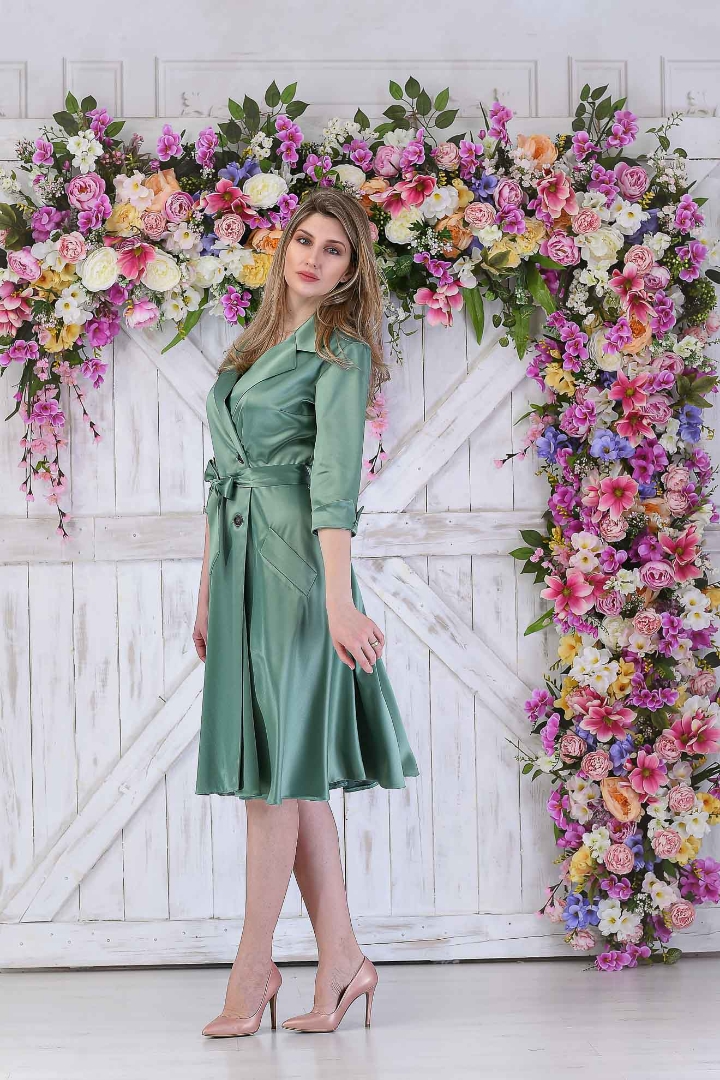 Imagine Rochia Karol din tafta oliv