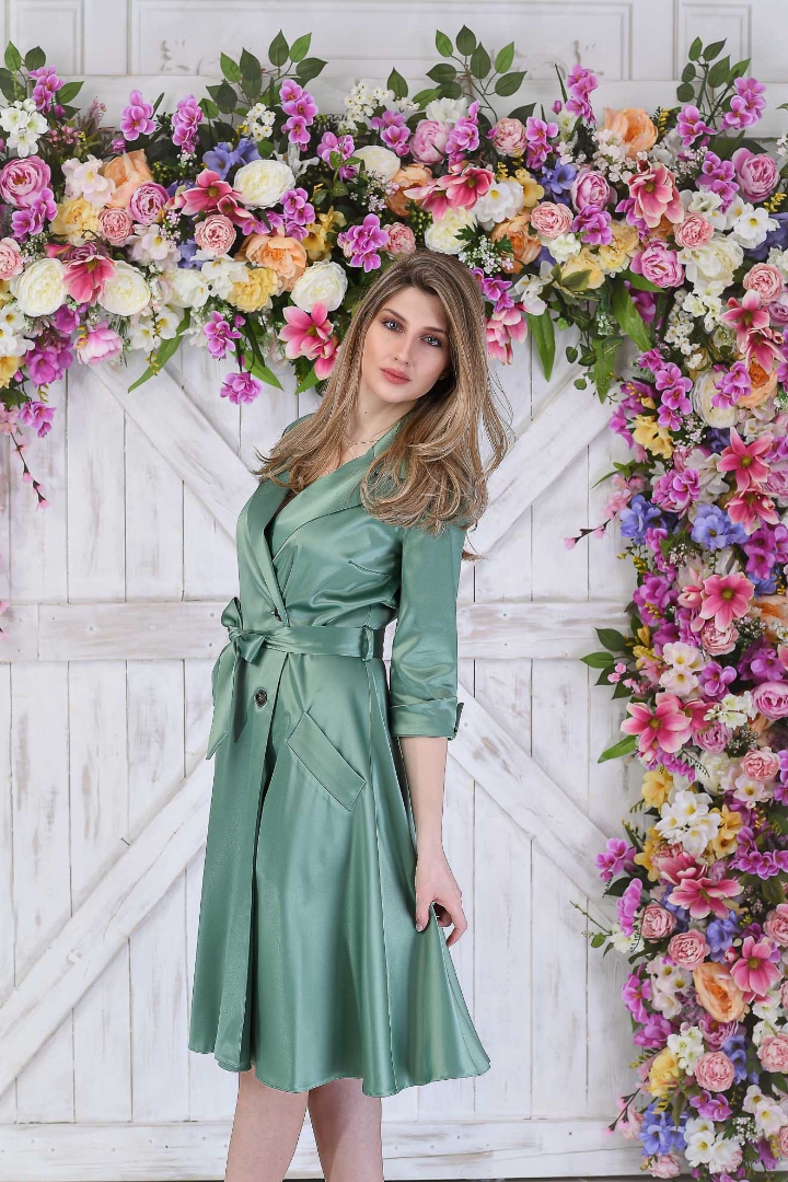 Imagine Rochia Karol din tafta oliv