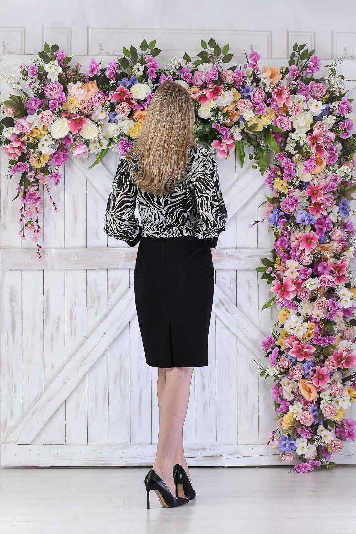 Imagine Rochia Paula alb cu negru