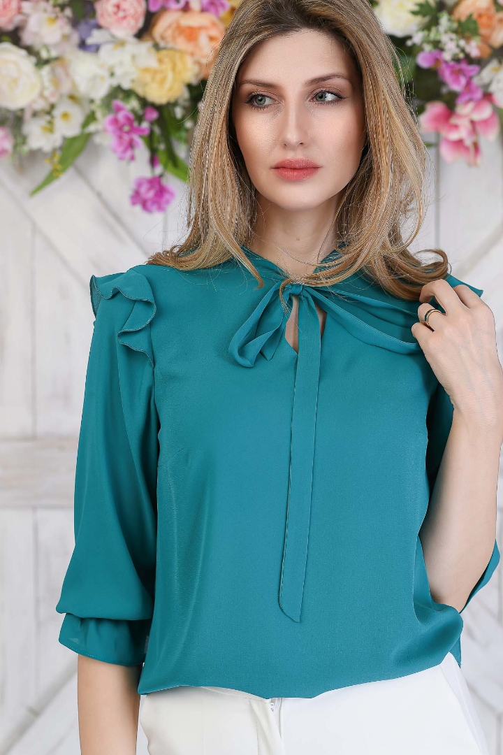 Imagine Bluza Debra din voal turcoaz