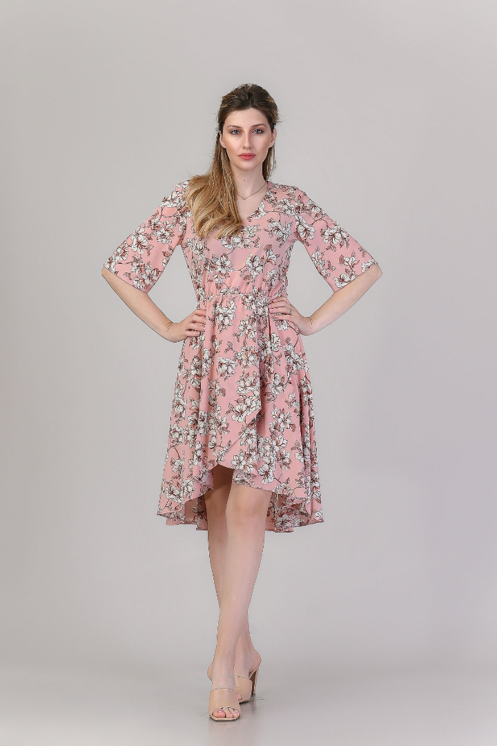 Imagine Rochia Helene Roz cu Imprimeu Floral
