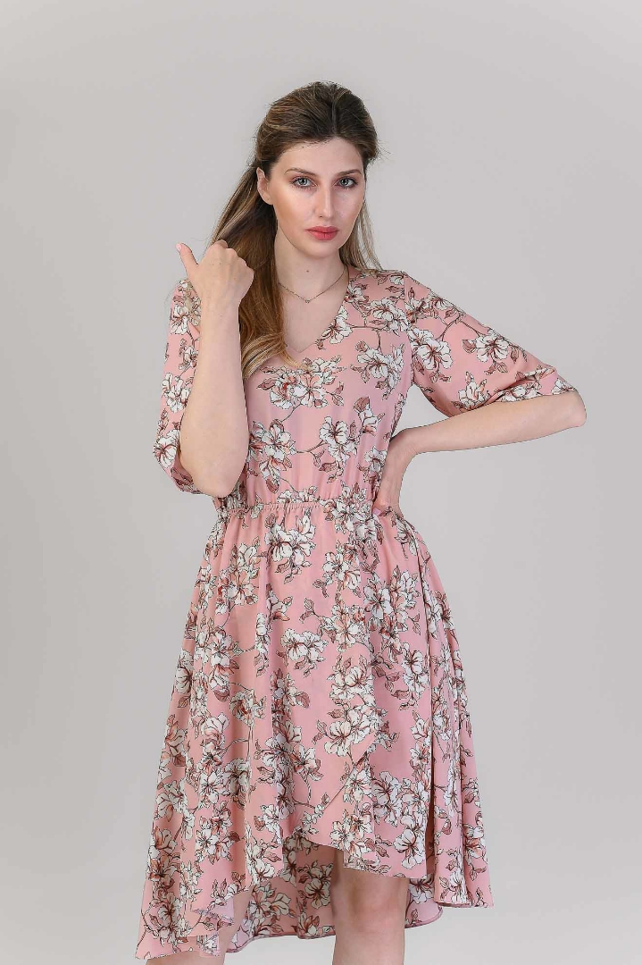 Imagine Rochia Helene Roz cu Imprimeu Floral