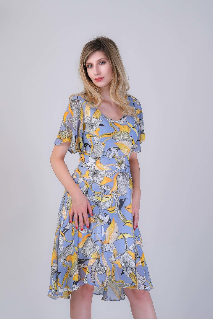 Imagine Rochia Flory Bleu cu Imprimeu Floral