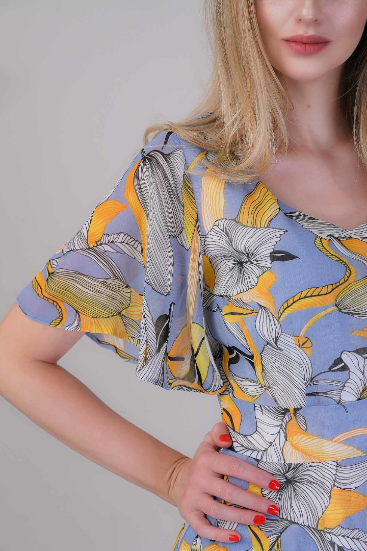 Imagine Rochia Flory Bleu cu Imprimeu Floral