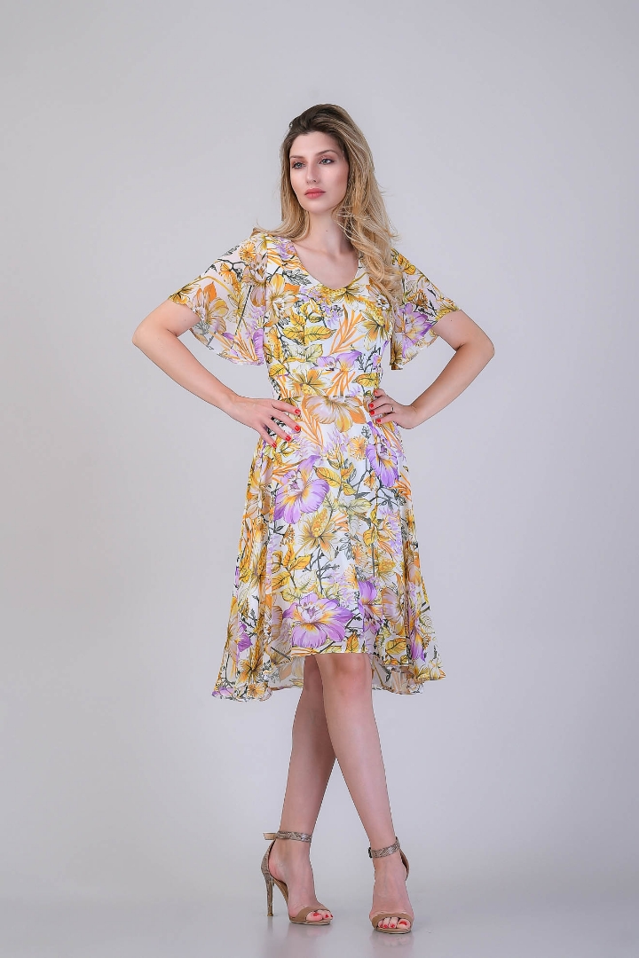 Imagine Rochia Flory Galbenă cu Imprimeu Floral