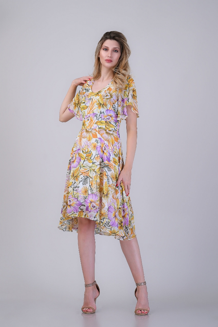 Imagine Rochia Flory Galbenă cu Imprimeu Floral