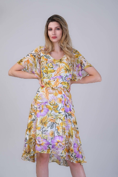 Imagine Rochia Flory Galbenă cu Imprimeu Floral