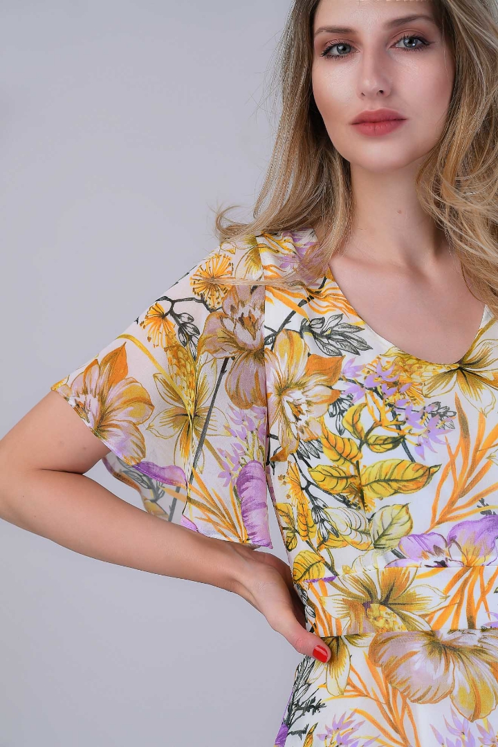 Imagine Rochia Flory Galbenă cu Imprimeu Floral