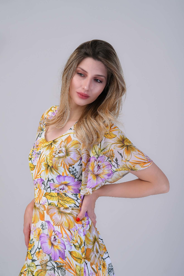 Imagine Rochia Flory Galbenă cu Imprimeu Floral