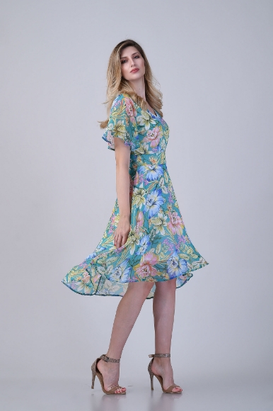 Imagine Rochia Flory Verde cu Imprimeu Floral