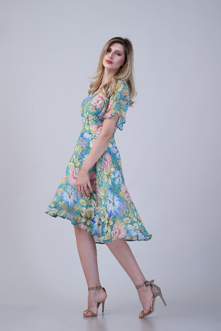 Imagine Rochia Flory Verde cu Imprimeu Floral