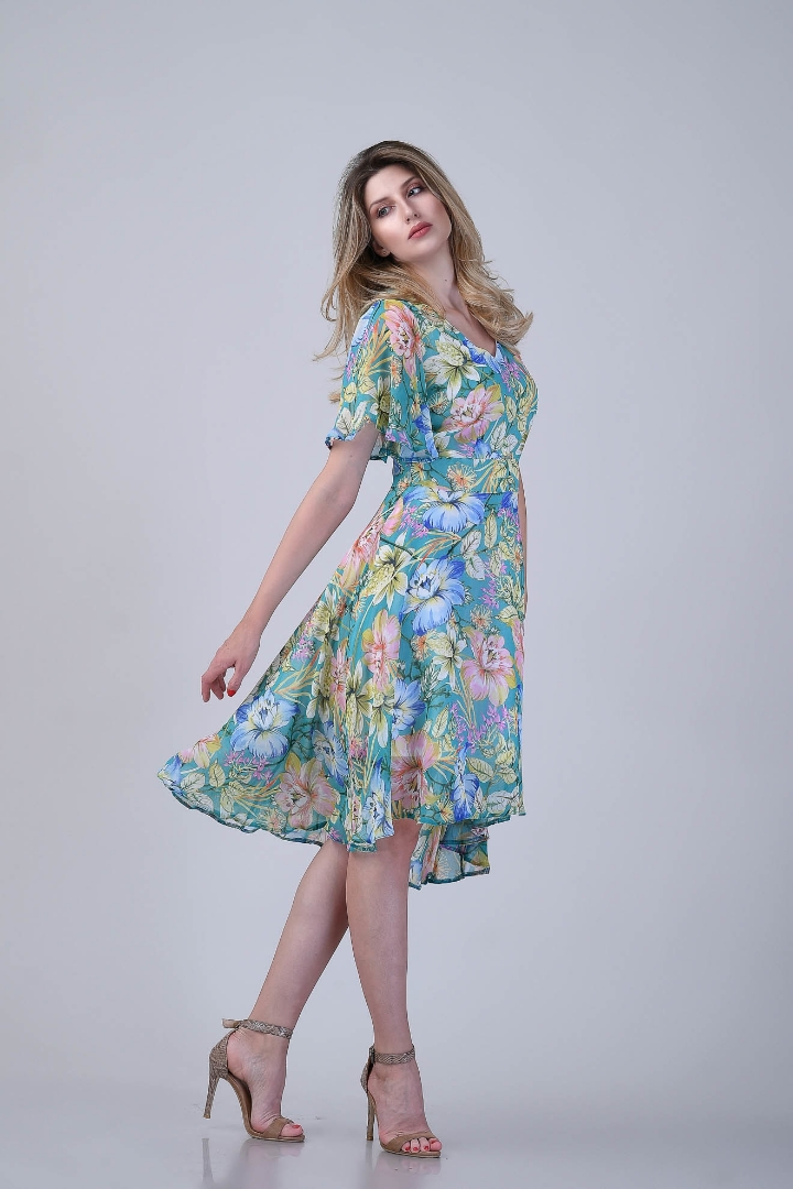 Imagine Rochia Flory Verde cu Imprimeu Floral