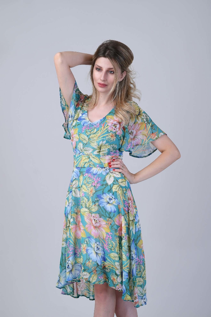 Imagine Rochia Flory Verde cu Imprimeu Floral