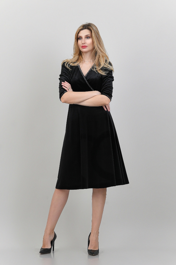 Imagine Rochia Rhona din catifea Neagră