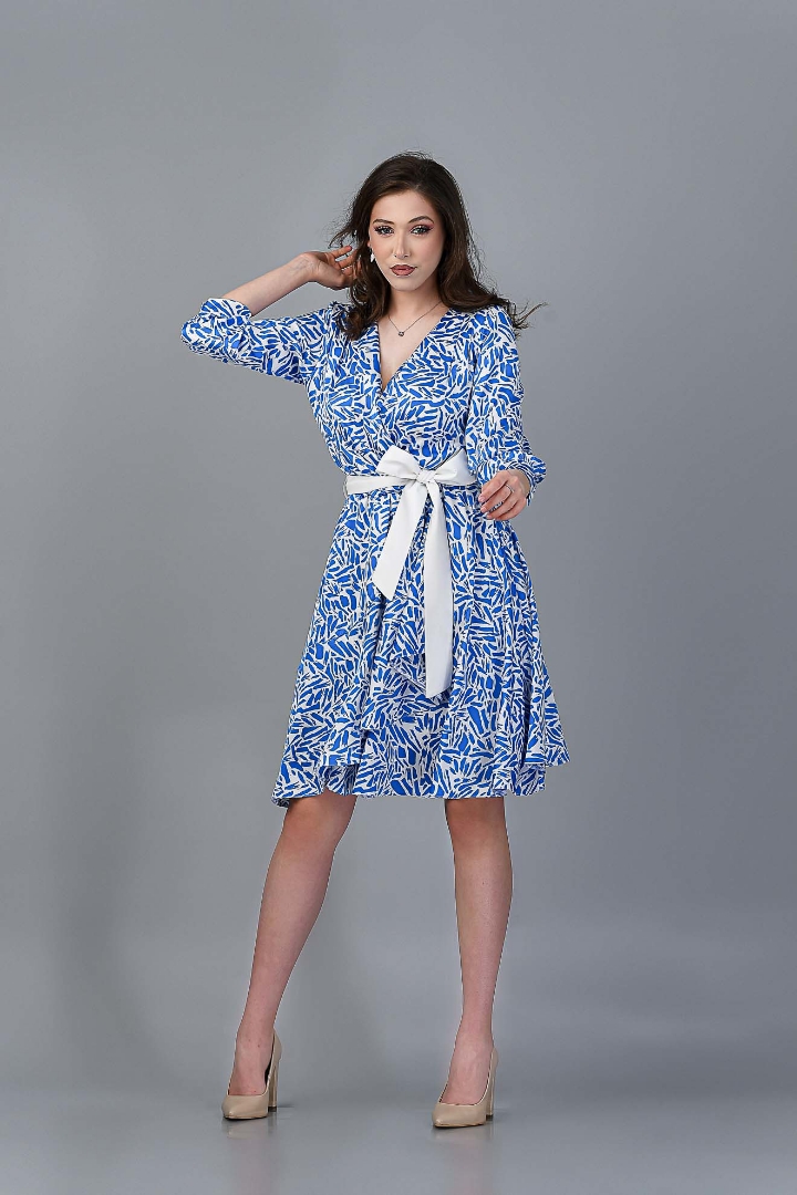 Imagine Rochia Leontine Albastră cu Imprimeu