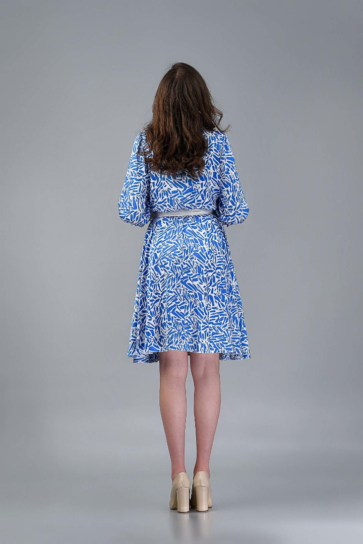 Imagine Rochia Leontine Albastră cu Imprimeu