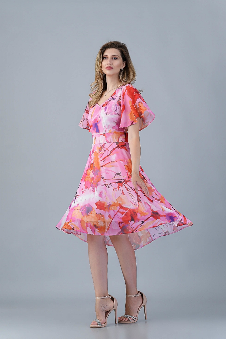 Imagine Rochia Flory Imprimeu Roz