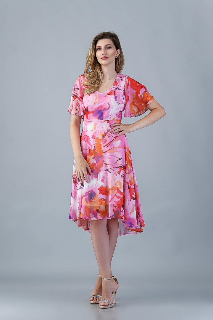 Imagine Rochia Flory Imprimeu Roz