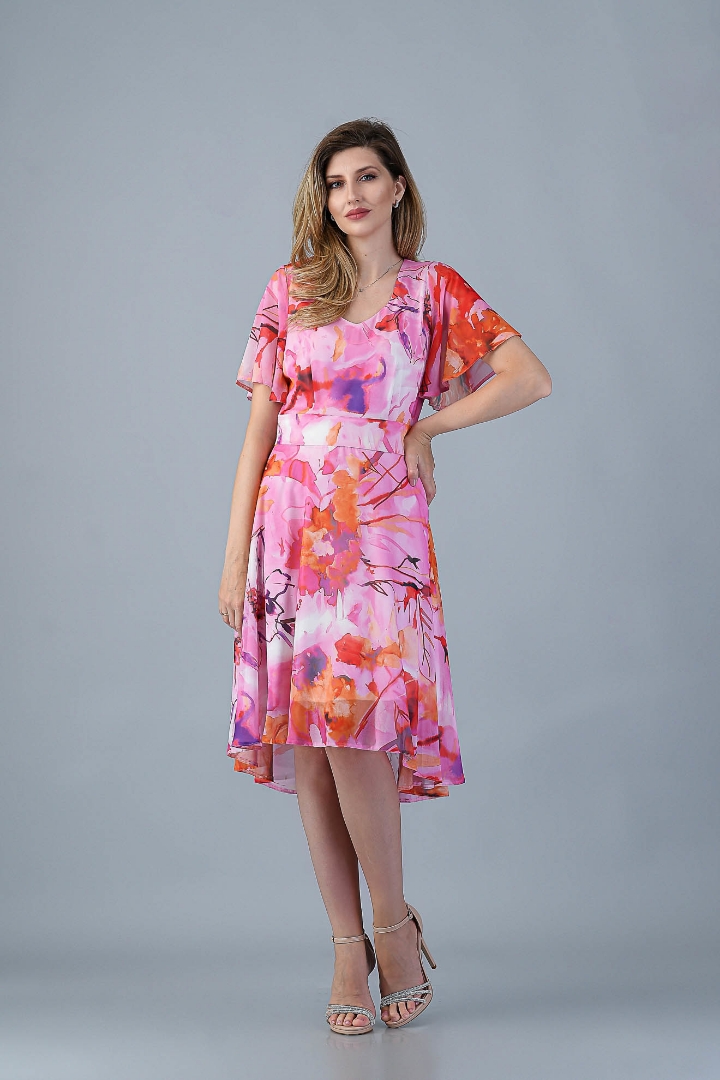 Imagine Rochia Flory Imprimeu Roz