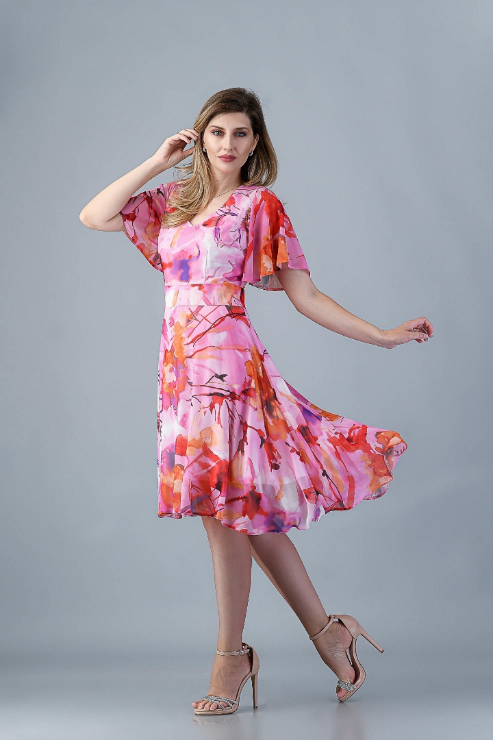 Imagine Rochia Flory Imprimeu Roz