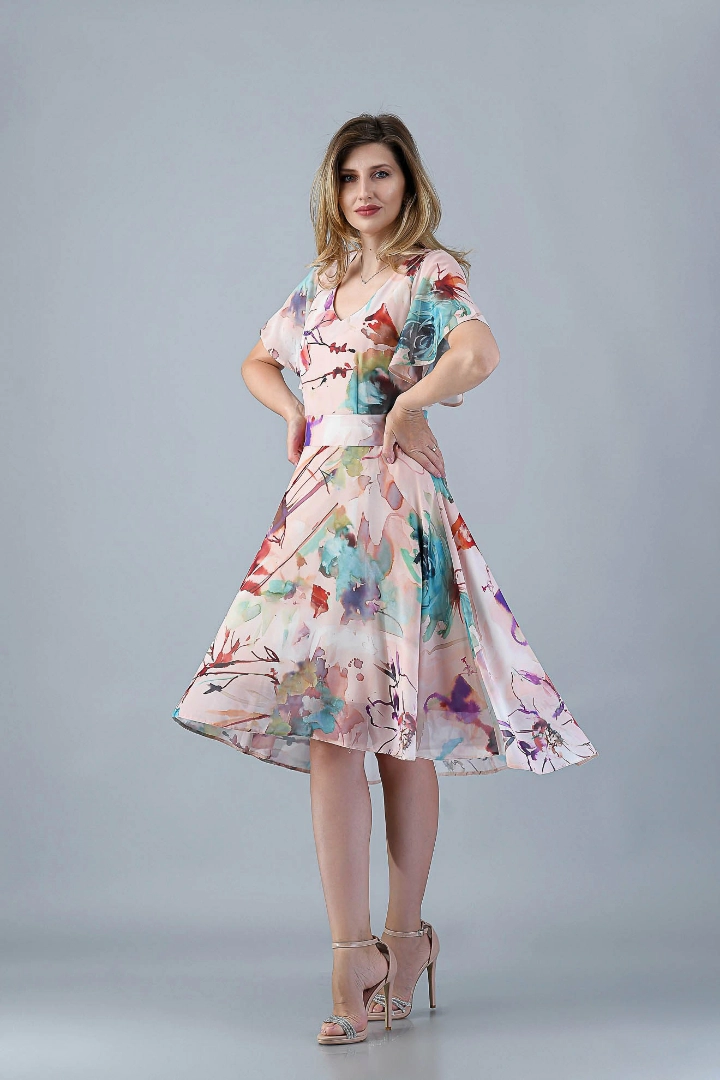 Imagine Rochia Flory Imprimeu Turcoaz