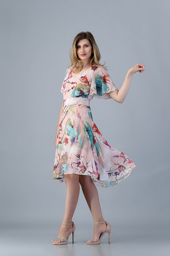 Imagine Rochia Flory Imprimeu Turcoaz