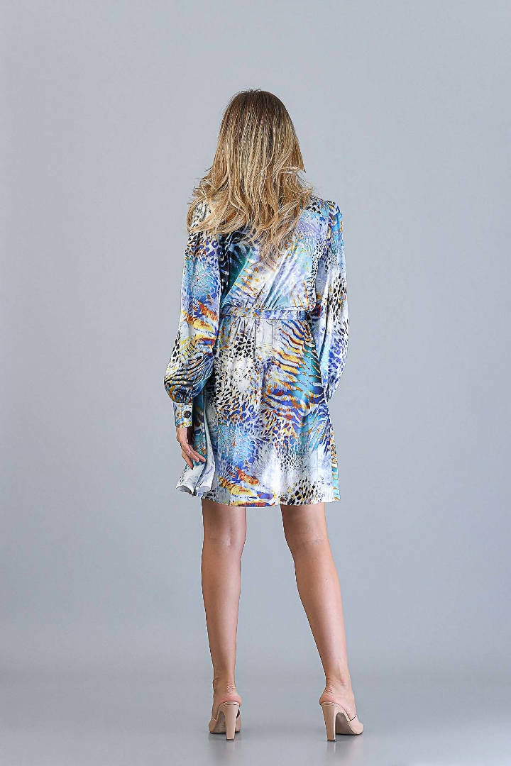 Imagine Rochia Tina cu Imprimeu Albastru