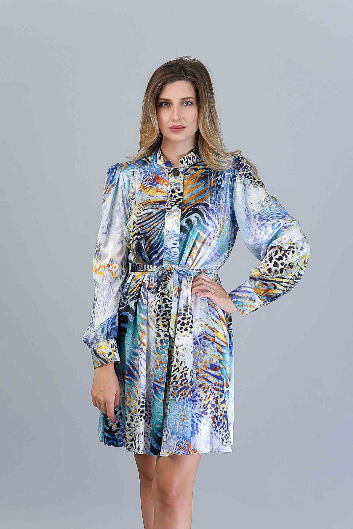 Imagine Rochia Tina cu Imprimeu Albastru