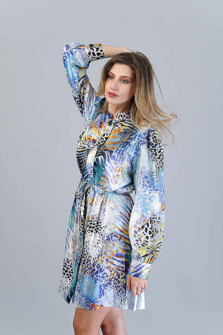 Imagine Rochia Tina cu Imprimeu Albastru