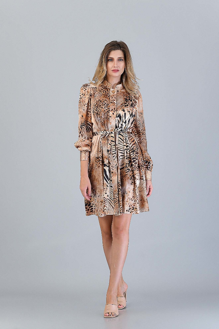 Imagine Rochia Tina cu Imprimeu Bej