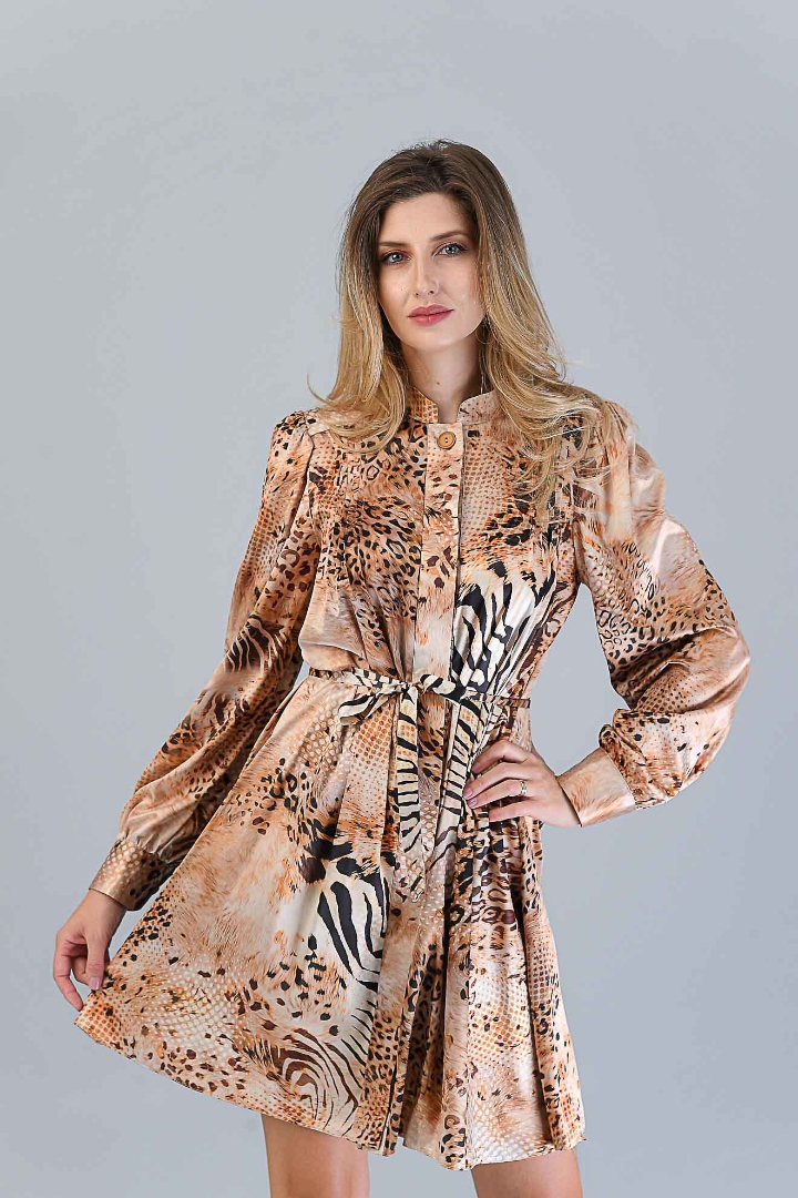 Imagine Rochia Tina cu Imprimeu Bej