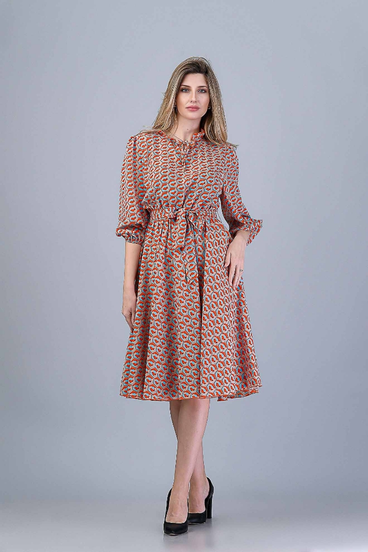 Imagine ROCHIA AMANDA CU IMPRIMEU BLEU/PORTOCALIU