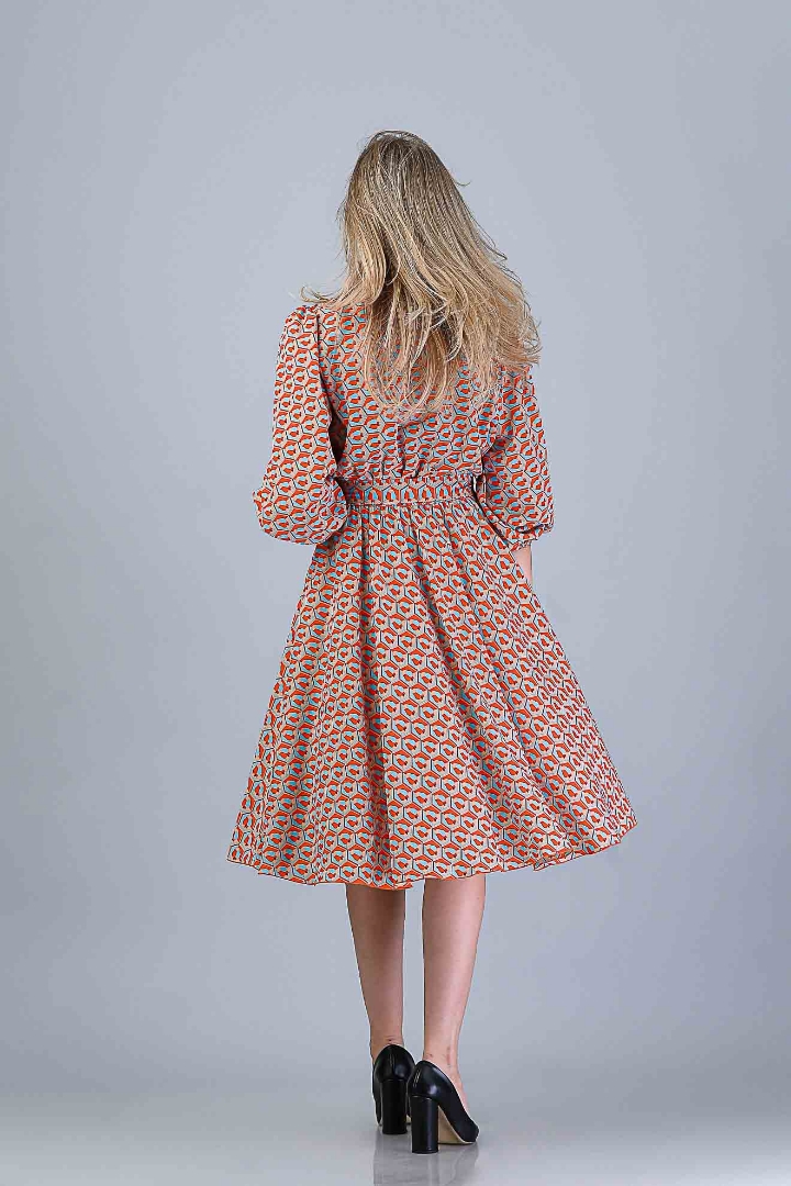 Imagine ROCHIA AMANDA CU IMPRIMEU BLEU/PORTOCALIU