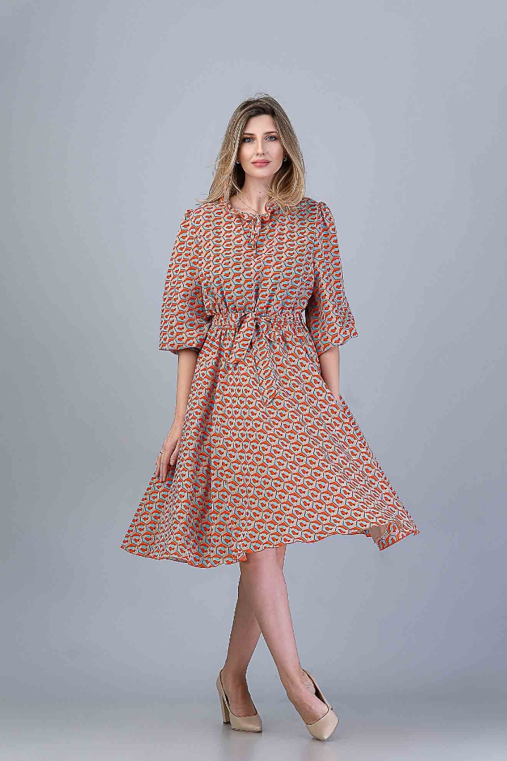 Imagine ROCHIA AMANDA CU IMPRIMEU BLEU/PORTOCALIU