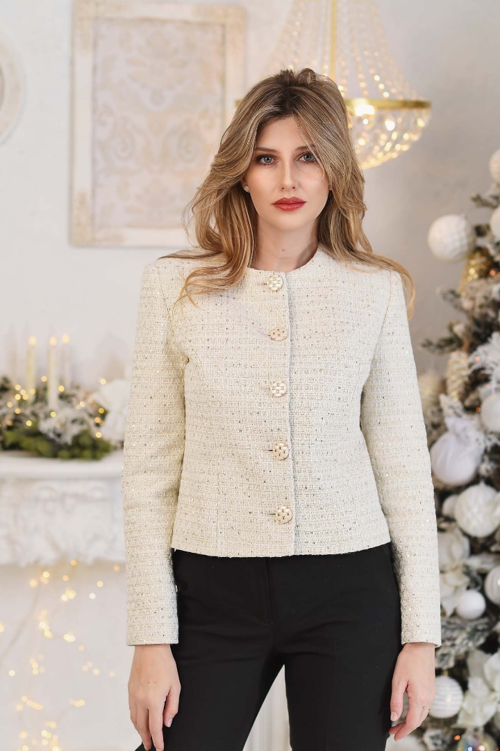 Imagine Sacoul Sandy alb cu paiete