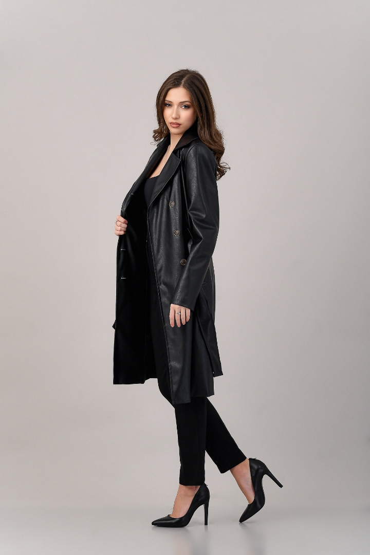 Imagine Trench Ely Negru Piele Ecologica